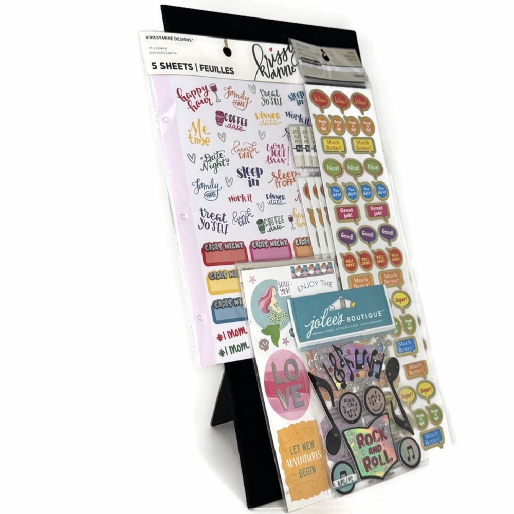Mixed Lot of Colorful Stickers Ephemera Junk Journal Scrapbook - Lot of 7 Packs